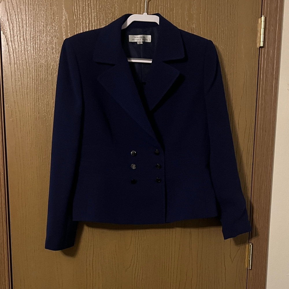 Tahari ASL Midnight Double-Breasted Blazer
